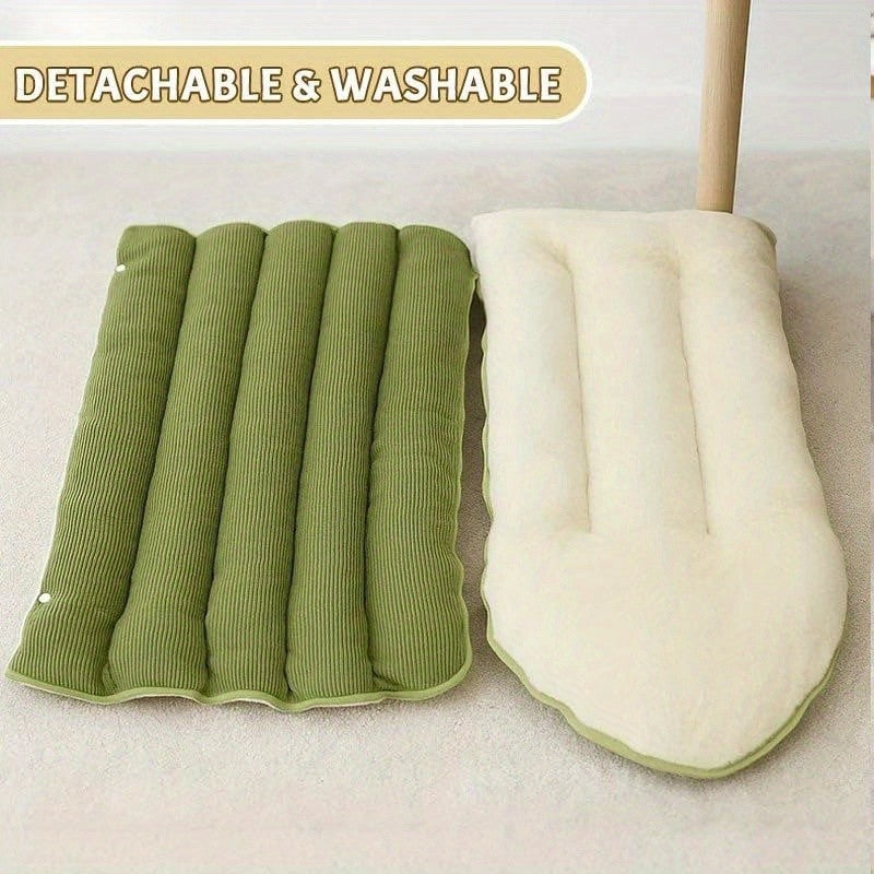 Cat Cave Bed for Indoor Cats – Cozy Cave-Style Tent with Removable Cushion, Warm Sleeping Bag Nest for Cats & Small Dogs, Autumn & Winter Pet Bed in Beige, Green & Purple