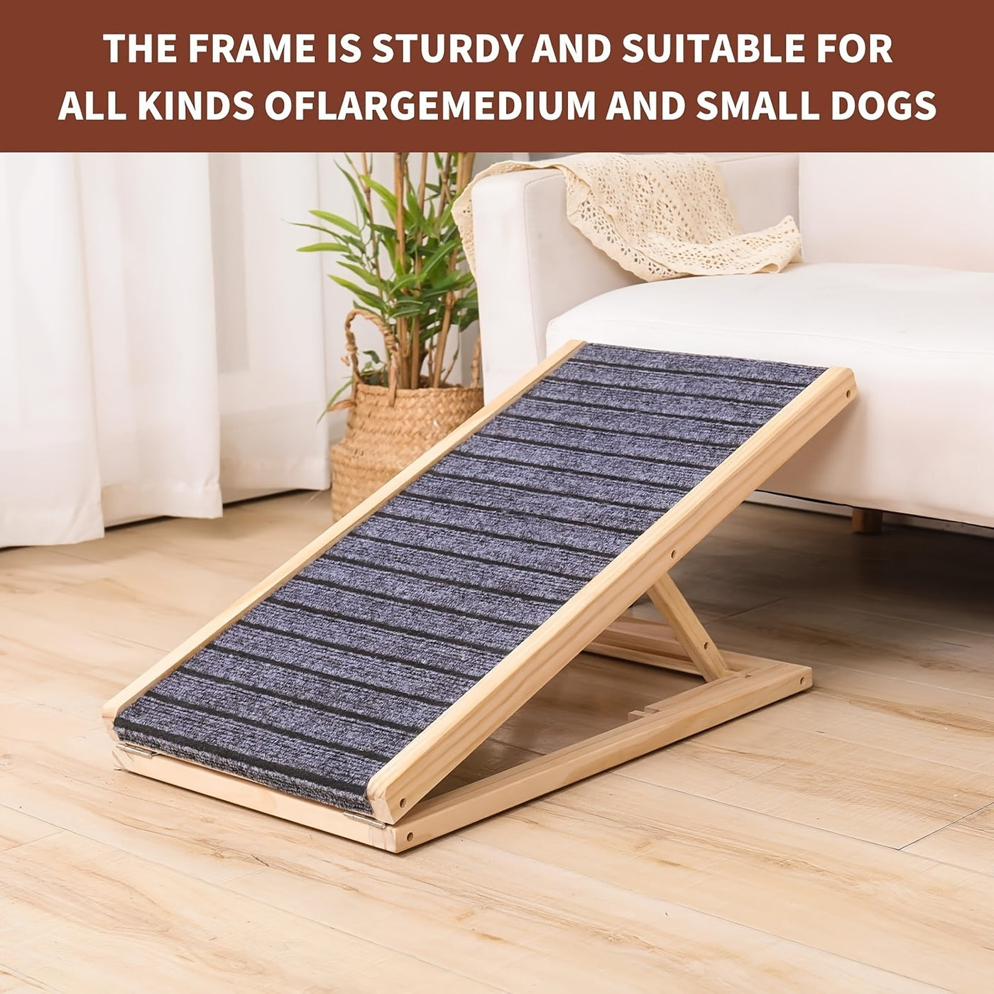Foldable Pet Ramp Stairs for Sofa & Couch – Adjustable Height 15.75" Compact Dog Cat Ladder for Small & Medium Pets, Barrier-Free Non-Slip Steps