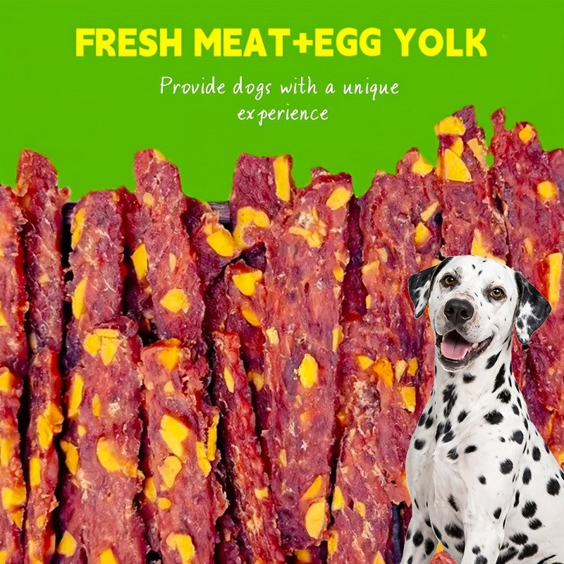 High-Protein Duck Jerky & Egg Yolk Dog Treats – Teething Chews & Training Snacks for Puppies & Dogs of All Breeds, Dried Duck Flavor Slices for Teddy, Bichon, Corgi, Golden Retriever