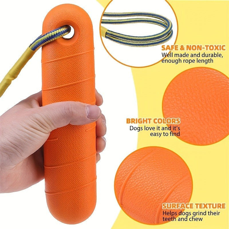 Floating Dog Toy with Rope – Water-Resistant Durable Chew & Fetch Toy for Pool, Beach & Outdoor Summer Fun, All Breeds, Orange Yellow Peach