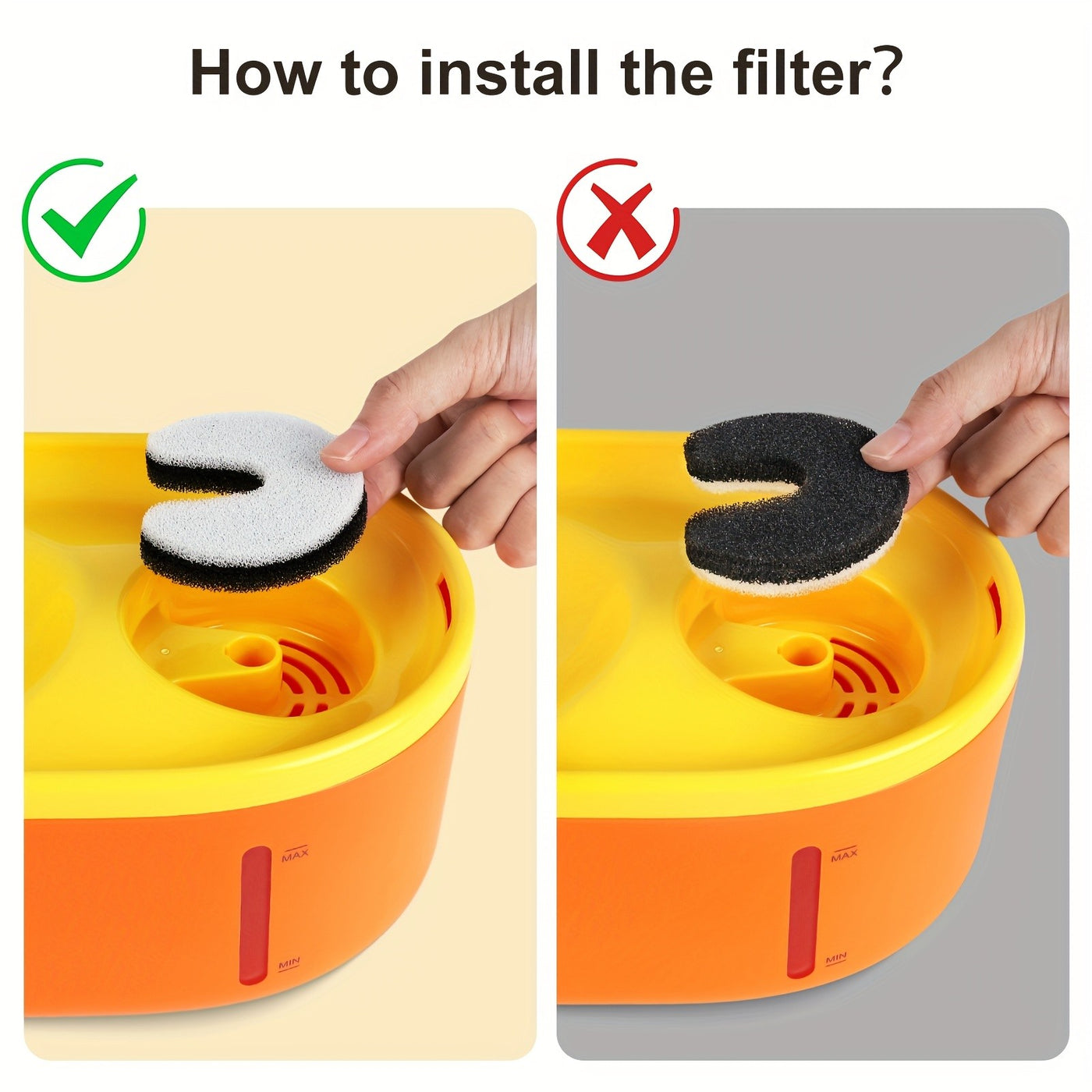 Cat Water Fountain Replacement Filters for NPET NC010 – Odor Removal PVC Filter, Easy Install, 4 / 8 / 12 Pack