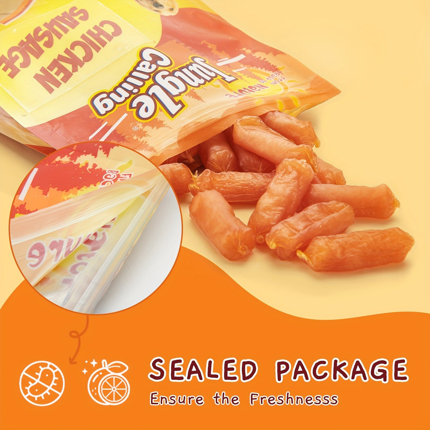 Chicken Jerky Sausage Dog Treats Slow Roasted Chewy Training Snack High-Protein Natural Reward for Medium Large Dogs 21oz 31oz