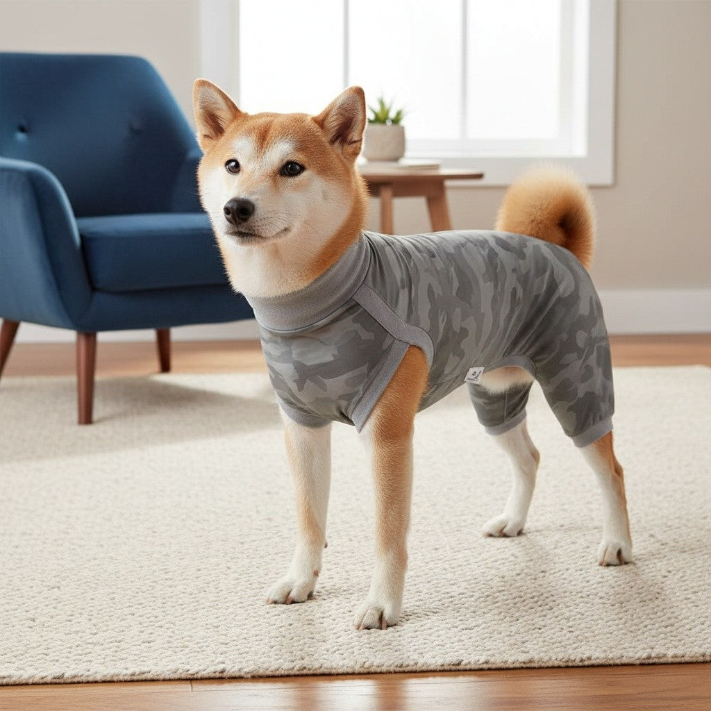 Dog Recovery Suit After Surgery Female Breathable Spay Recovery Onesie Cone Alternative for Dogs – Soft Polyester Blend in Grey and Pink Sizes M to XL
