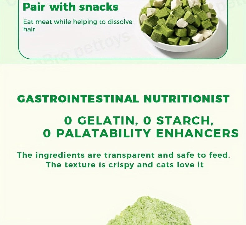 Cat Grass Freeze-Dried Granules & Hairball Tablets for Cats – Mint Molar Sticks, Chicken-Flavored Dental Snacks for Hairball Control & Teeth Cleaning, 150g / 155g