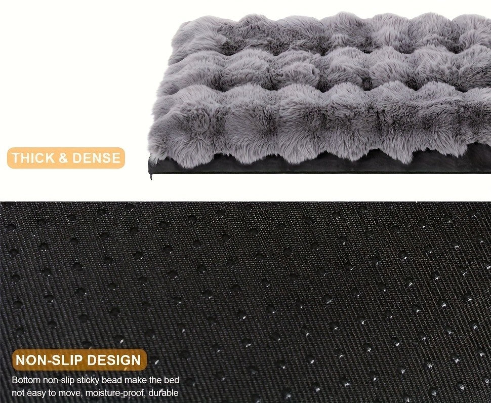 Orthopedic Dog Bed for Extra Large Dogs – Soft Plush Faux Fur Fluffy Mat with Removable Washable Cover & Anti-Slip Bottom