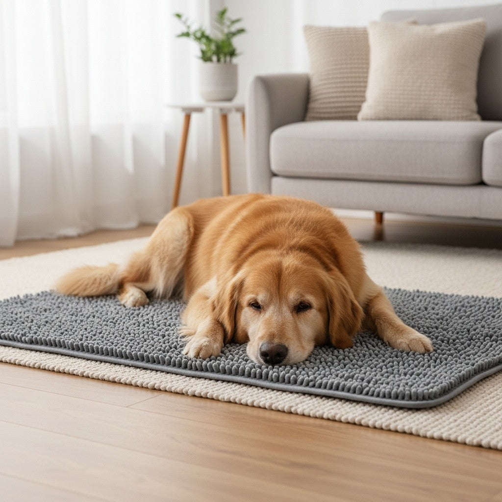 Dog Door Mat for Muddy Paws 2-Pack Absorbent Non-Slip Machine Washable Microfiber Mud Mat - Quick Dry Entry Rug for Dogs Indoor Floor 24x17 & 32x20 Inch