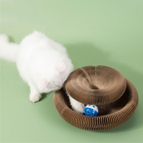 Foldable Cat Scratch Board Organ Shape – Multi-Position Cardboard Scratcher with Magnetic Closure, Catnip Compatible, Durable Interactive Cat Toy