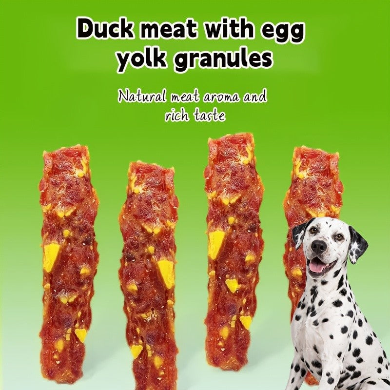 High-Protein Duck Jerky & Egg Yolk Dog Treats – Teething Chews & Training Snacks for Puppies & Dogs of All Breeds, Dried Duck Flavor Slices for Teddy, Bichon, Corgi, Golden Retriever