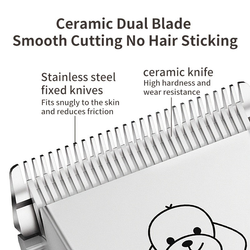 Rechargeable Pet Grooming Clippers with LED Display – Low Noise Cordless Dog & Cat Hair Trimmer, Detachable Blades, 4 Guide Combs, USB Charging