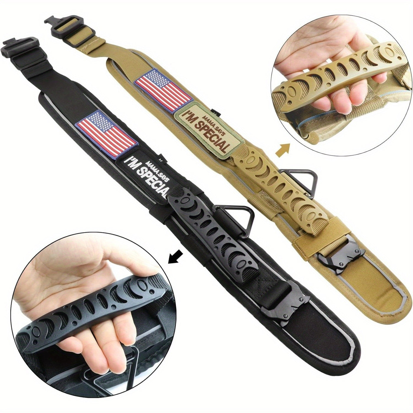 Tactical Dog Collar 3pcs Set 2.6" Heavy Duty Nylon with Padded Handle & Reflective Stitching for Medium & Large Dogs – Quick-Release Metal Buckle, Customizable Patches, Sizes M-XL
