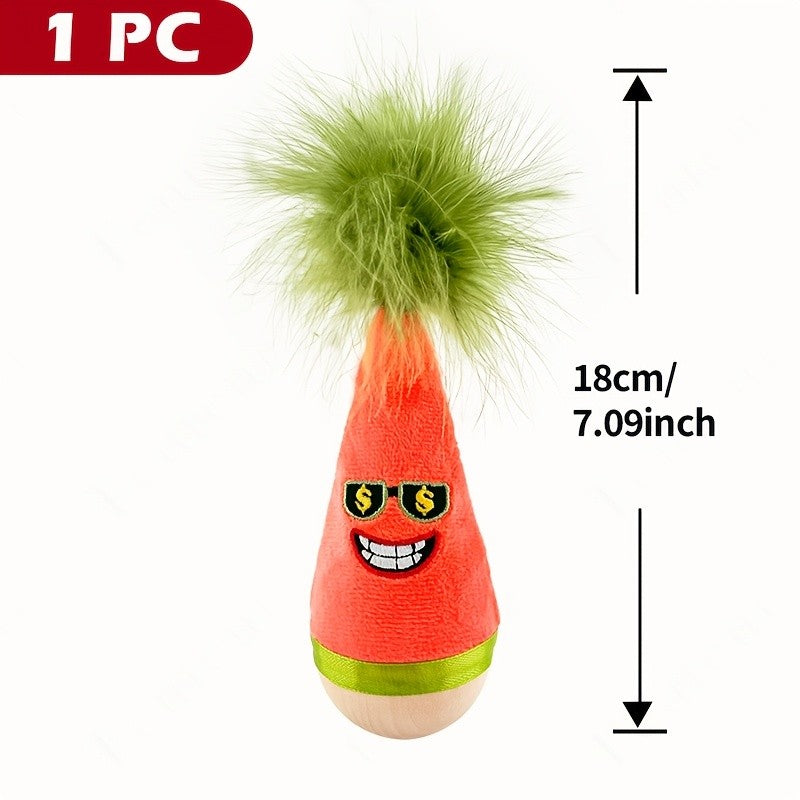 Catnip Wobble Feather Cat Toy with Mint Powder - Interactive Hunting Chase Toy for Kittens & Adult Cats Self-Play Indoor Exercise