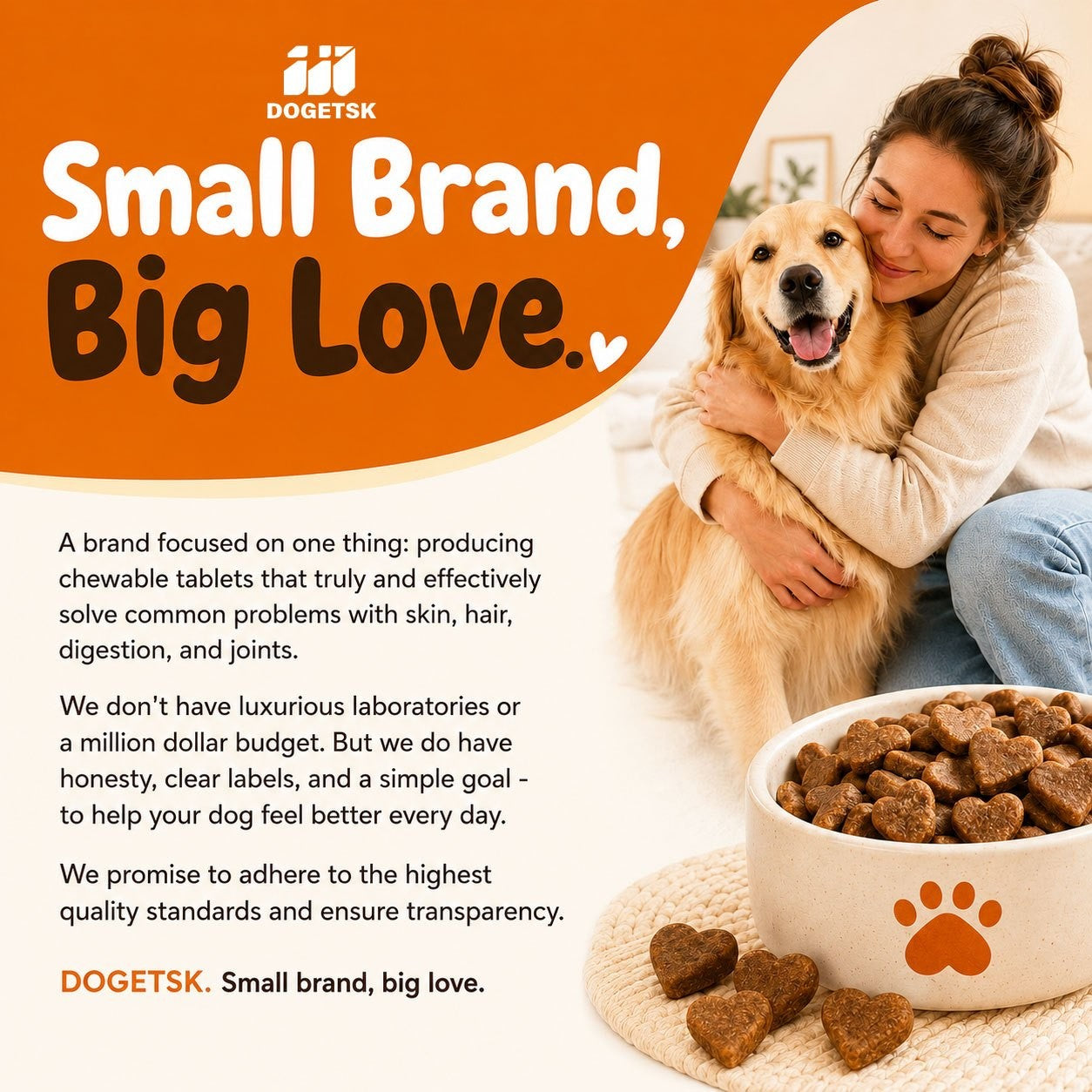 Dog Skin Health Chewing Tablets – Chicken Flavor, Protects Skin Barrier, Science-Backed Formula for Golden Retrievers, Border Collies & All Breeds