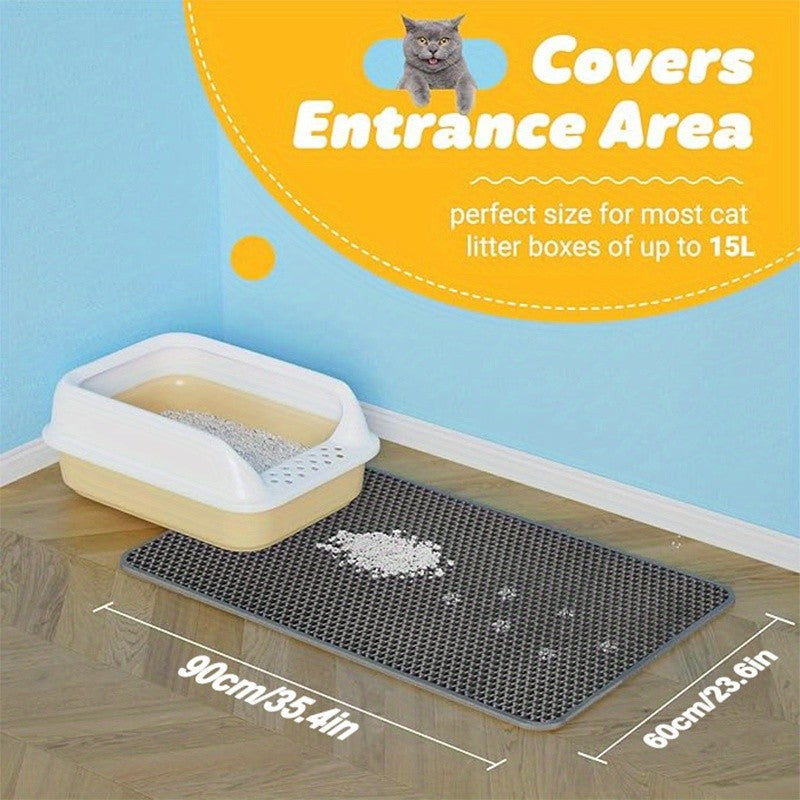 Cat Litter Trapping Mat Extra Large Honeycomb Double Layer Non-Slip Washable Litter Box Mat for Indoor Cats