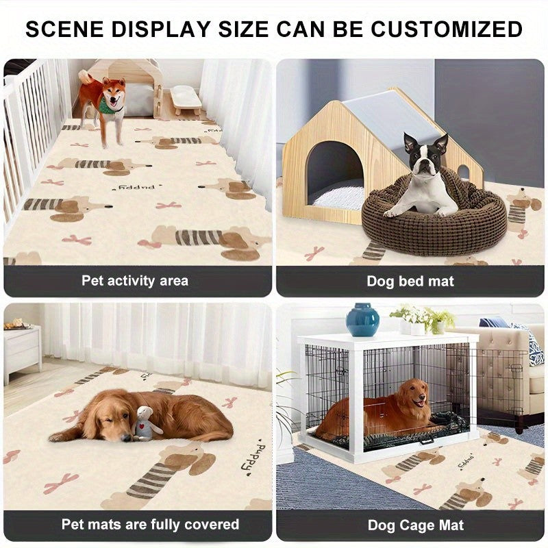 Washable Dog Pee Pads Non-Slip Cute Striped Puppy Design Dog Cat Mat for Kennel Bed and Litter Box – Cozy All-Season Pet Mat in Multiple Sizes