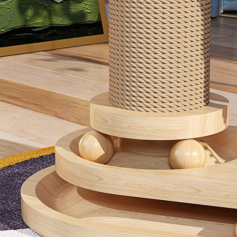 Cat Scratching Post Mushroom Shape – Solid Wood Sisal Scratcher with Wide Stable Base, Claw Maintenance & Climbing for Kittens and Cats, M or L