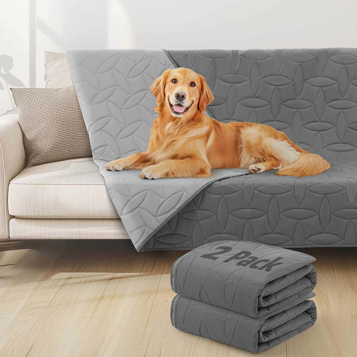 Reversible Dog Blanket Waterproof Washable Pet Blanket Furniture Protector for Couch Sofa Bed Car – Soft Cozy Cover for Large Dogs Puppies 54x82 Inch