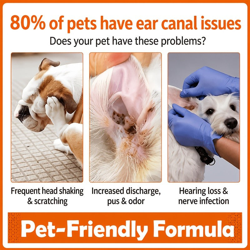 Pet Ear Cleaning Solution for Dogs & Cats – Gentle Ear Wash Liquid, Removes Earwax & Debris, Maintains Ear Hygiene, Safe for Multi-Pet Households