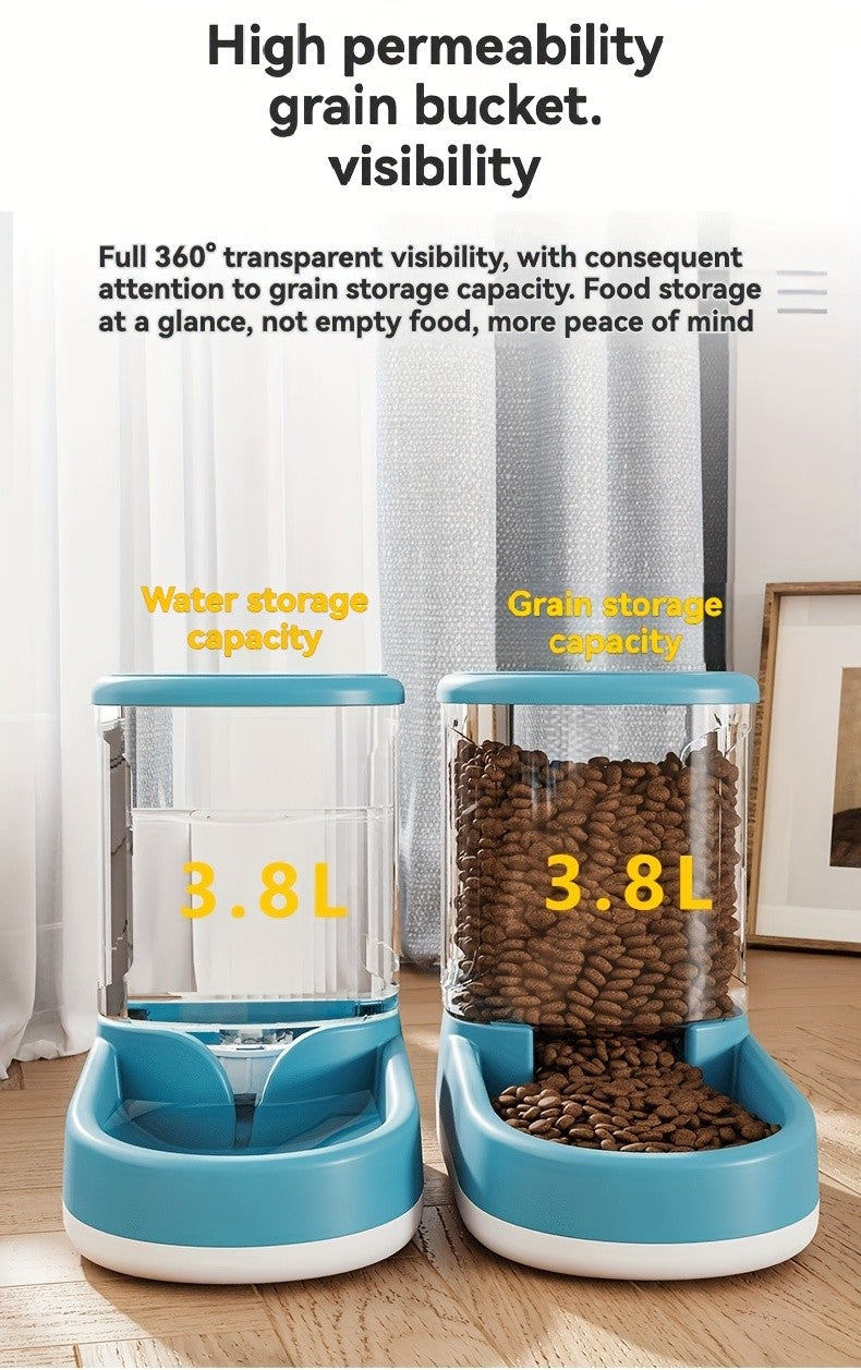 Gravity Dog Food Feeder and Water Dispenser Set 8-Pound Large Capacity Automatic Pet Feeding Station for Big Medium Small Dogs & Cats - 2-Piece Plastic BPA-Free Set