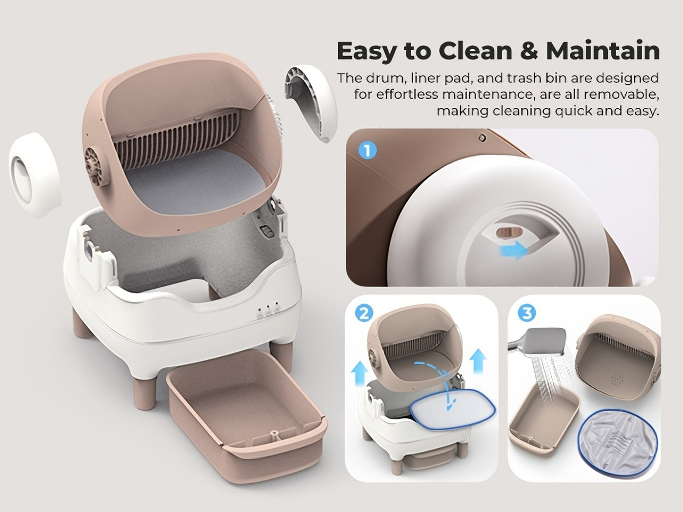 Self-Cleaning Cat Litter Box App Control Open Top Smart Auto Litter Box with Infrared Sensors Dual Deodorization Ultra-Quiet Kitten Safe 10L Waste Bin