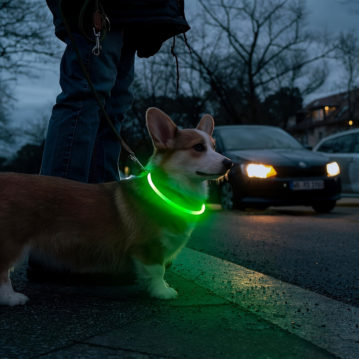 LED Dog Collar USB Rechargeable Light Up Safety Collar with 3 Modes 360° Glow - Adjustable TPU Night Walking Collar for Small Medium Large Dogs, Multi-Color Options
