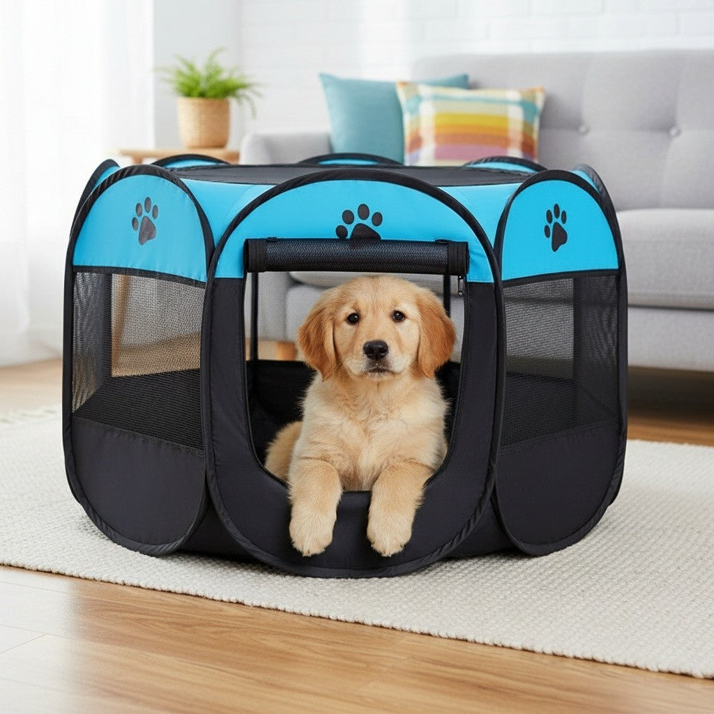 Foldable Octagonal Pet Enclosure Tent – Oxford Scratch-Resistant Dog & Cat Kennel, Playpen & Maternity Room for Indoor Use
