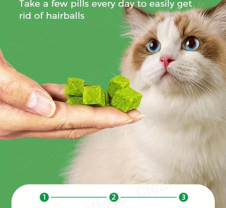 Cat Grass Freeze-Dried Granules & Hairball Tablets for Cats – Mint Molar Sticks, Chicken-Flavored Dental Snacks for Hairball Control & Teeth Cleaning, 150g / 155g