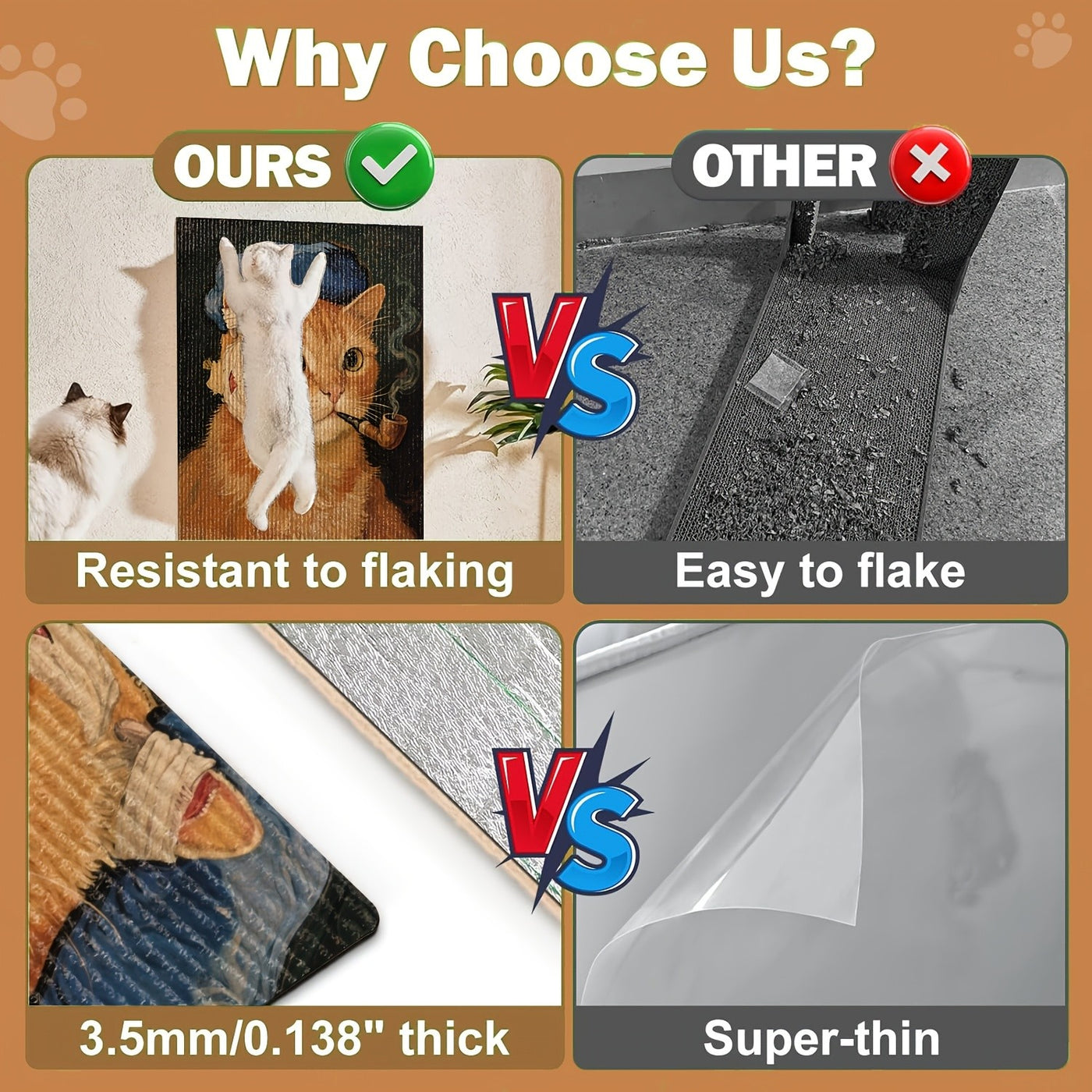 Self-Adhesive Cat Scratcher Wall Pad – Famous Artwork Designs, 15.7x23.6 Inch Sofa & Wall Protector, No-Drill Mount for Indoor Cats