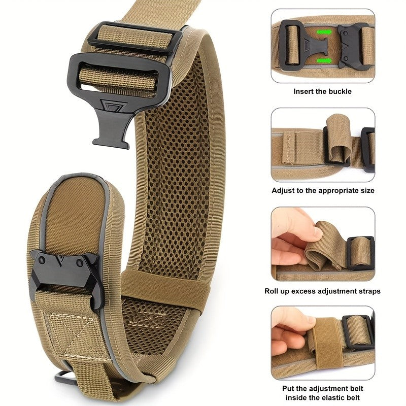 Tactical Dog Collar 3pcs Set 2.6" Heavy Duty Nylon with Padded Handle & Reflective Stitching for Medium & Large Dogs – Quick-Release Metal Buckle, Customizable Patches, Sizes M-XL