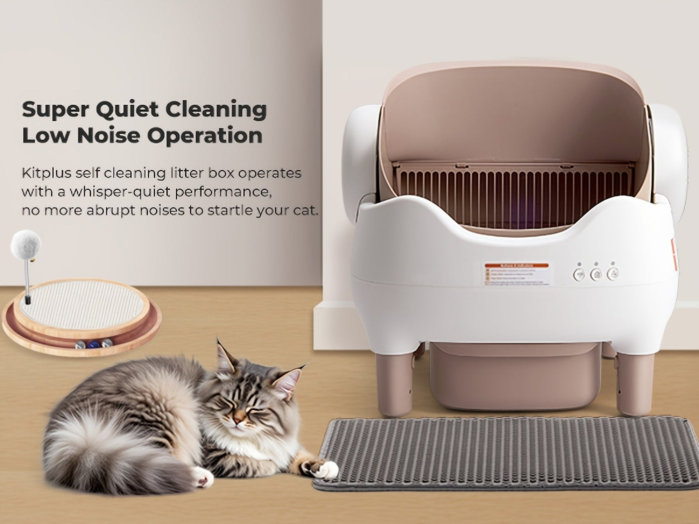 Self-Cleaning Cat Litter Box App Control Open Top Smart Auto Litter Box with Infrared Sensors Dual Deodorization Ultra-Quiet Kitten Safe 10L Waste Bin