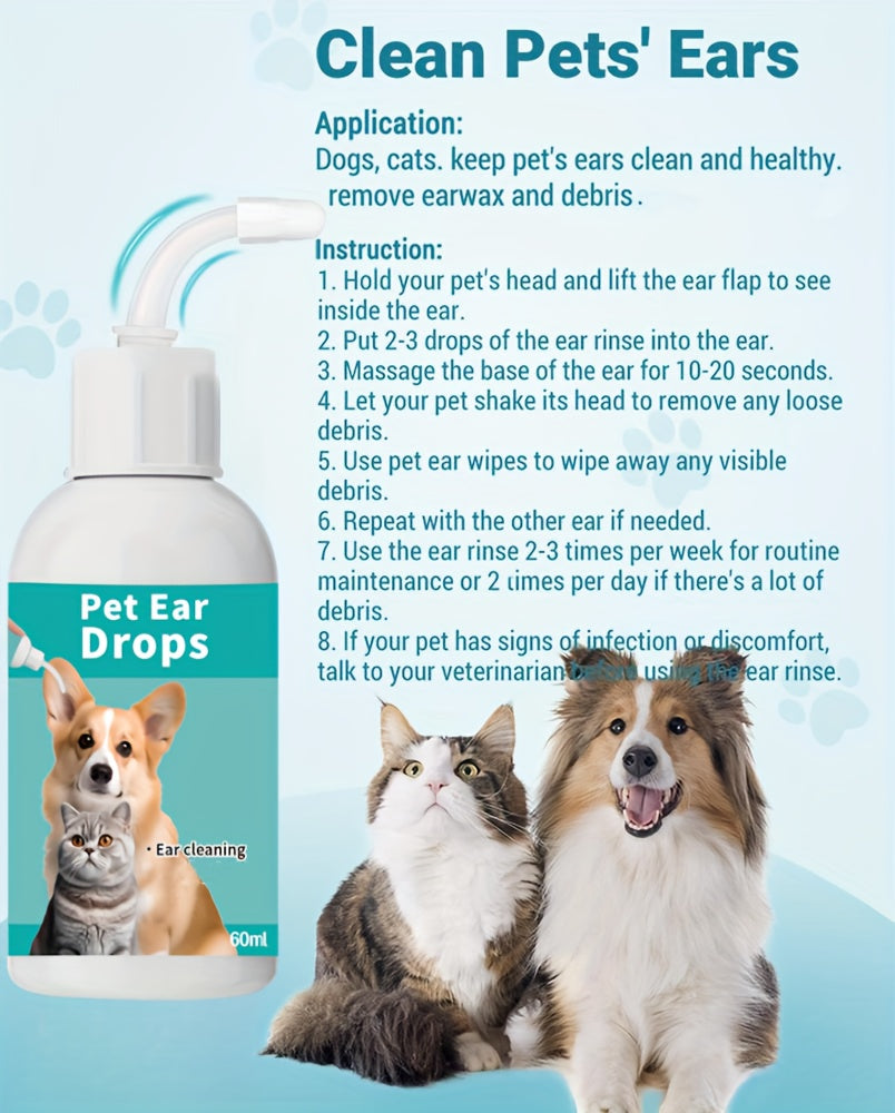 Dog & Cat Ear Cleansing Drops – Gentle Non-Irritating Formula for Ear Infections, Earwax Removal & Odor Control, 4oz Pet Ear Care Solution, 1/2/4 Pack