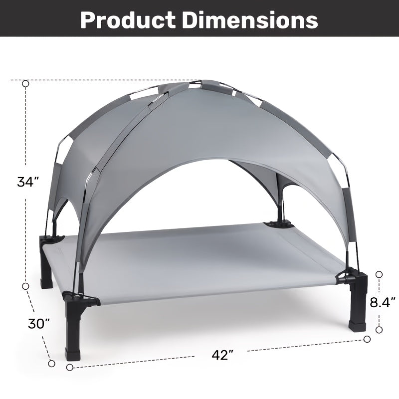 Elevated Dog Bed with Canopy – Outdoor Raised Pet Cot with Removable Shade Tent, Portable Cooling Bed for Dogs and Cats, 3 Sizes, 4 Colors