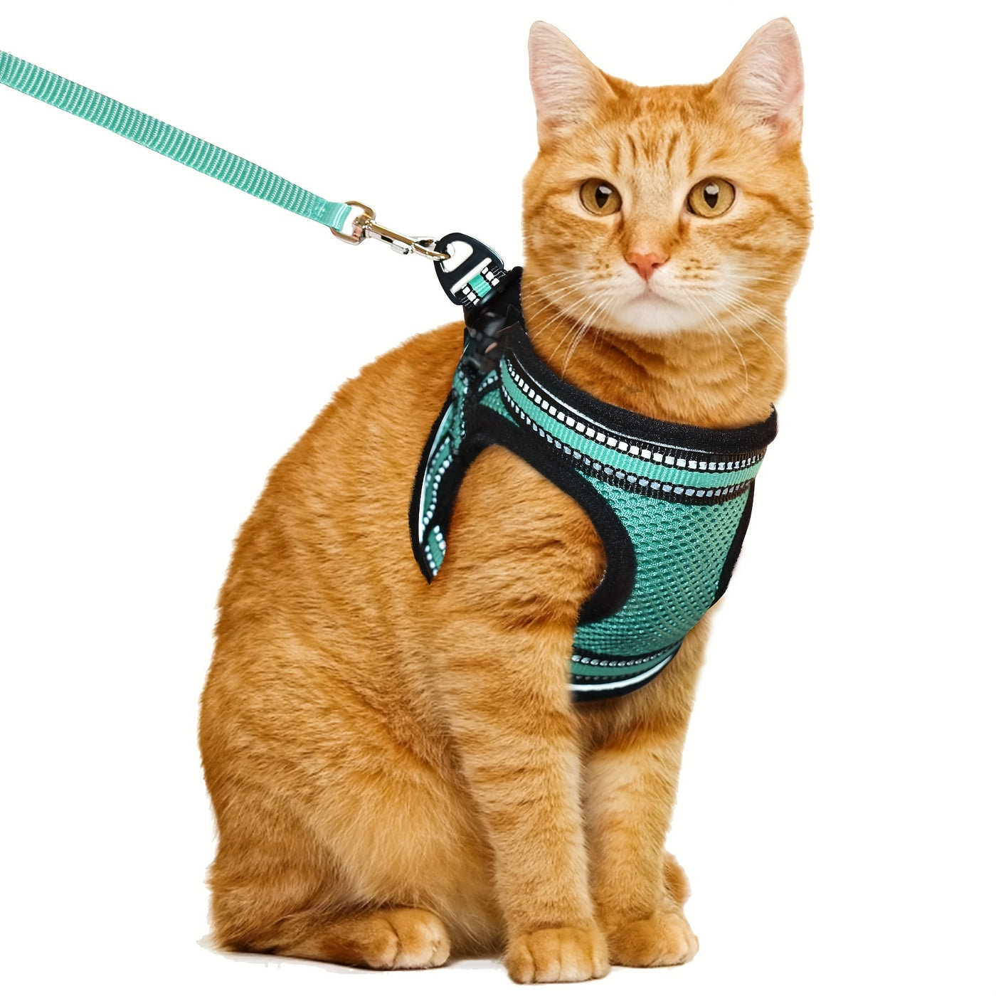Escape-Proof Cat Harness and Leash Set – Adjustable Soft Mesh Vest with Reflective Strip for Cats & Kittens, Safe Outdoor Walking Gear, Multiple Colors & Sizes