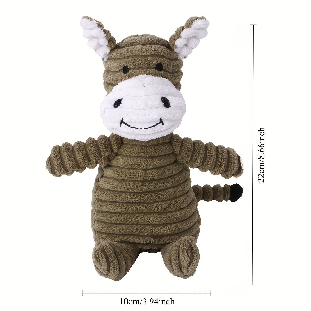 Squeaky Plush Animal Dog Toy – Cute Character Chew Toy for Small & Medium Dogs, Boredom Relief Stuffed Pet Toy, Elephant Pig Raccoon Donkey Pony Reindeer Lamb Styles