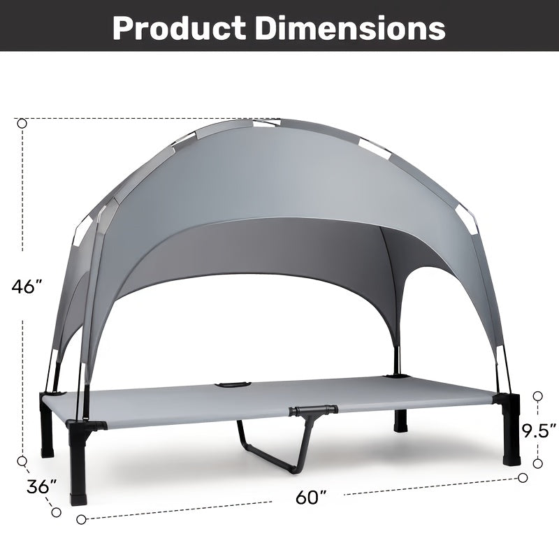 Elevated Dog Bed with Canopy – Outdoor Raised Pet Cot with Removable Shade Tent, Portable Cooling Bed for Dogs and Cats, 3 Sizes, 4 Colors