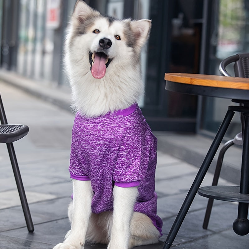 Dog Sweater for Medium to Large Dogs Warm Knit Pullover Pet Clothes – Soft Cozy Dog Jumper in Rose Red Silvery Grey Dark Violet Sizes 3XL to 7XL