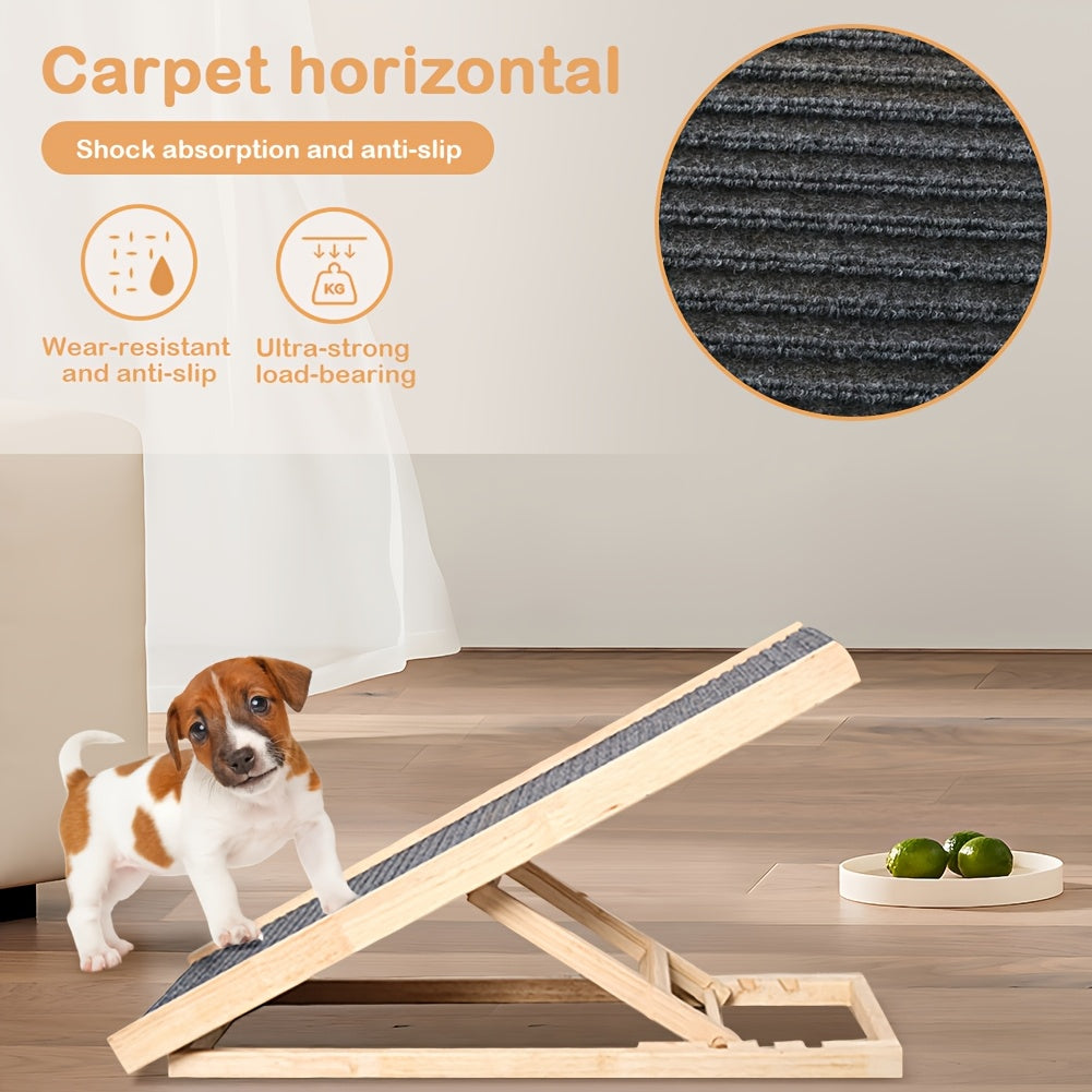 Foldable Pet Ramp Stairs for Sofa & Couch – Adjustable Height 15.75" Compact Dog Cat Ladder for Small & Medium Pets, Barrier-Free Non-Slip Steps