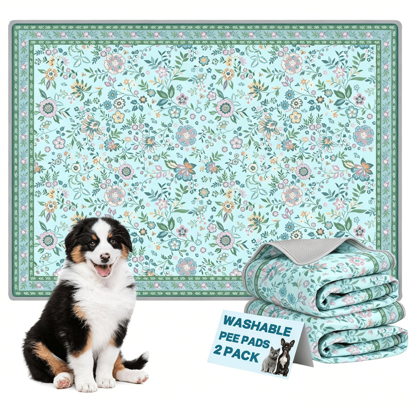 Washable Dog Pee Pads 2-Pack Reusable Non-Slip Leak-Proof Potty Training Pads for Crates and Floors