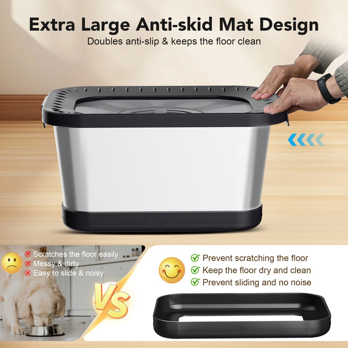 Stainless Steel Dog Water Bowl 7L Large Capacity Anti-Spill Slow Feeder - No Splash Heavy Duty Pet Bowl Indoor Outdoor