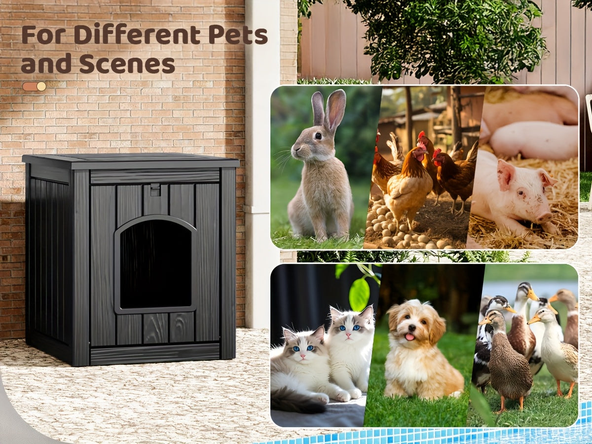Large Cat Litter Box Odor Control Ventilated Resin Easy Clean Indoor Outdoor Pet House for Cats and Small Dogs