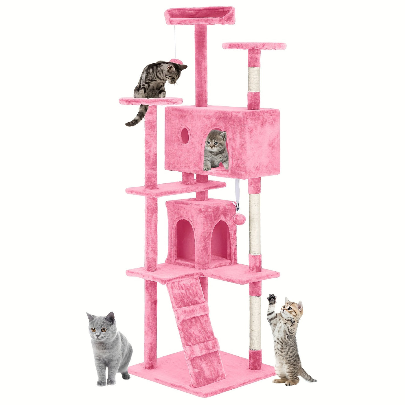 Multi-Level Cat Tree Tower with Scratching Post & Cat House - Indoor Cat Activity Center 22/54/60/70 Inch, Cat Climbing Tower for Kittens & Adult Cats, Easy Assembly