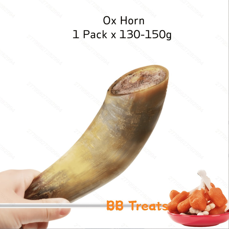 Ox Horn Dog Chews Natural Long Lasting High-Protein Low-Fat Easily Digestible Dog Treat for Small Medium Large Dogs Training Reward 130-150g