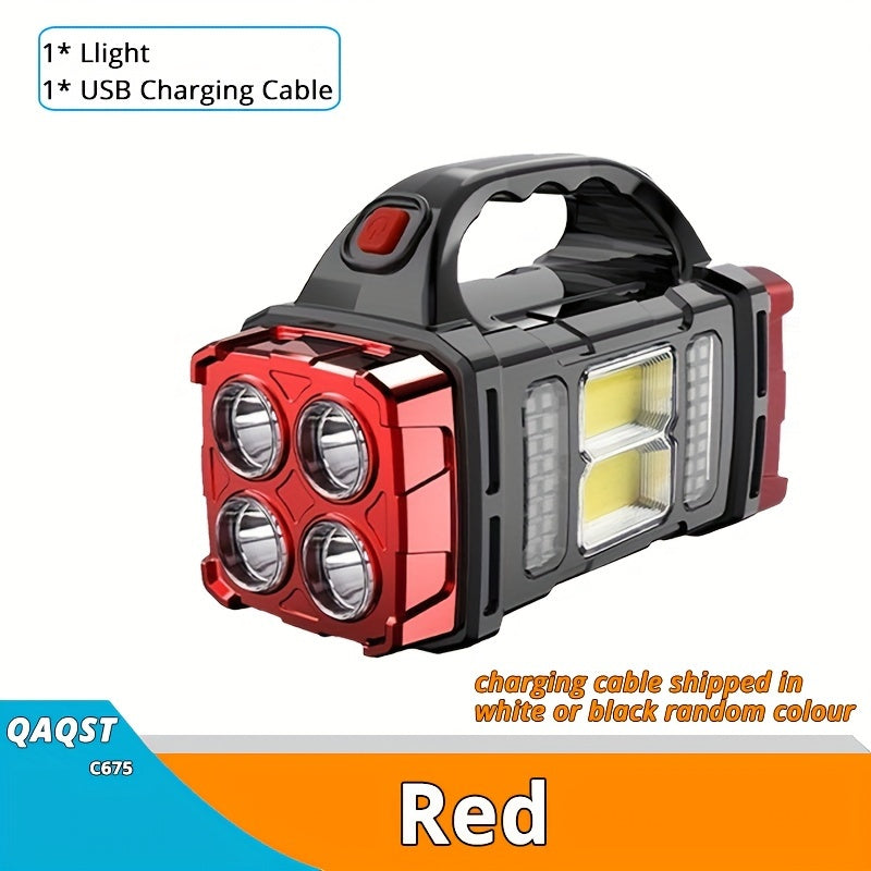 Solar & USB Rechargeable LED Lantern Flashlight – 1800mAh COB Work Light, 4 Modes, Emergency Power Bank, IPX4 Waterproof, Portable Camping Lantern, 1 or 2 Pack