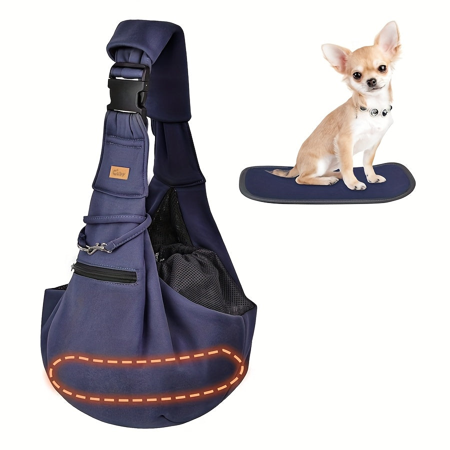 Adjustable Pet Sling Carrier with Padded Hard Bottom – Soft Dog & Cat Shoulder Bag with Drawstring Closure for Comfortable Travel | Khaki, Purple, Army Green, Blue, Grey