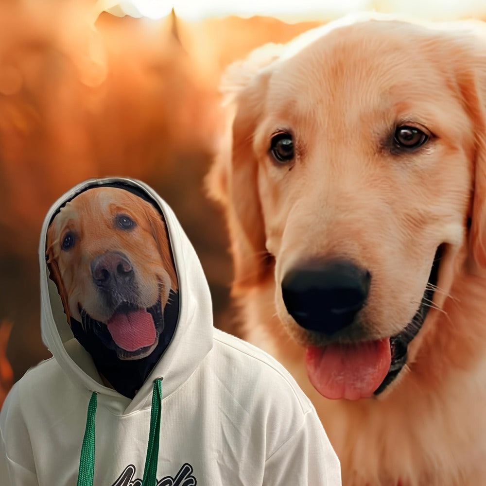 Golden Retriever Dog Mask Realistic Animal Costume Head – Funny Hooded Dog Face Mask for Halloween Party Prank Valentine's Day Carnival Masquerade Bar Night