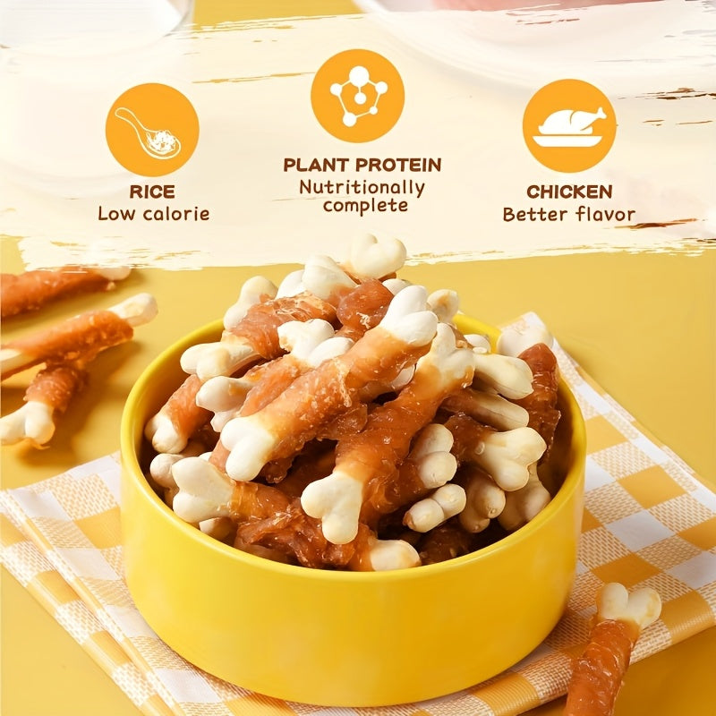 Hypoallergenic Dog Treats – Chicken & Duck Wrapped Bone Biscuits, Grain-Free, High Protein Low Fat, Easy-Digest Biscuit Core for Small Medium Large Dogs