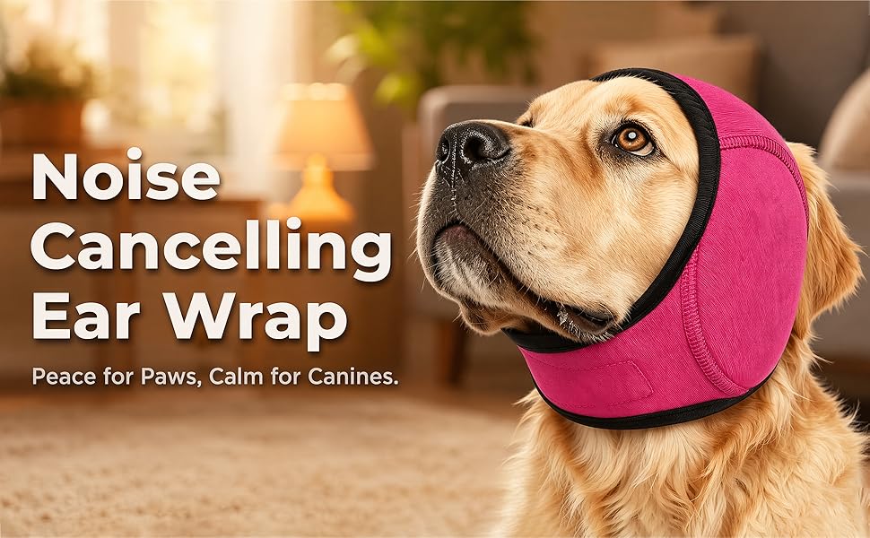 Dog Calming Hoodie with Noise Cancelling Ear Wrap – Anxiety Relief for Thunder Fireworks Grooming Bathing Small Medium Large