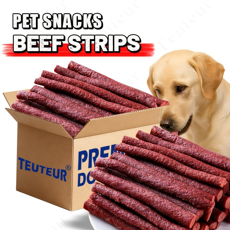 Beef Stick Dog Treats – Wind-Dried Beef, Beef Tendon Sticks & Beef Blocks, High Protein Grain-Free Long-Lasting Chews for Puppies & Adult Dogs, All Breeds, 5oz