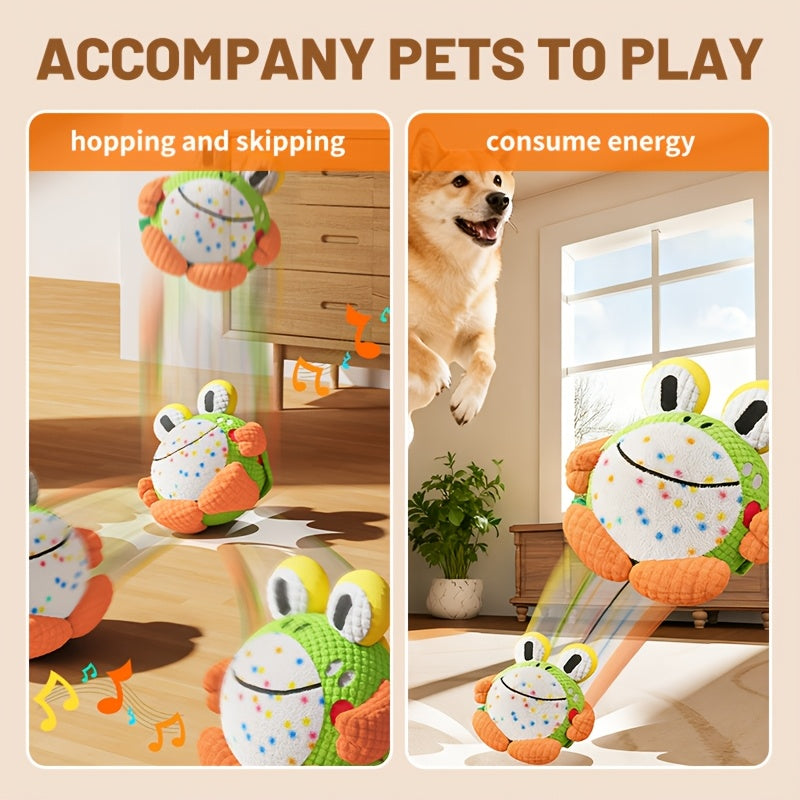 Automatic Self-Rolling Dog Ball – Motion-Activated Electric Jumping Toy with Music & Squeaker, USB Rechargeable Chew-Proof Exercise Ball for Small Medium Large Dogs