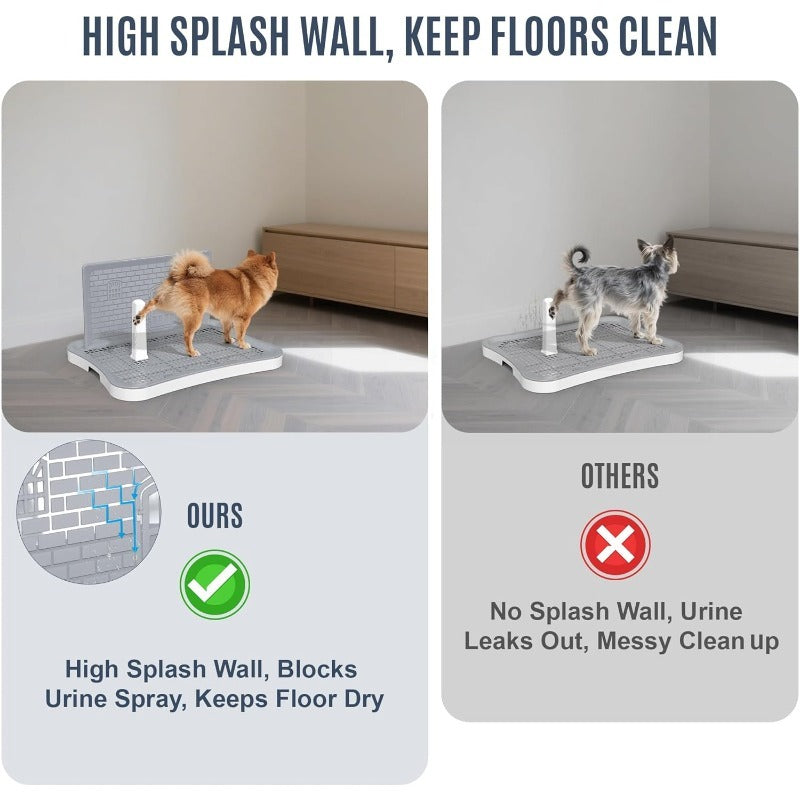 Indoor Dog Potty Tray 20x15 Inch Anti-Splash Hollow Mesh Non-Slip Easy Clean Puppy Training Toilet for Small Medium Dogs