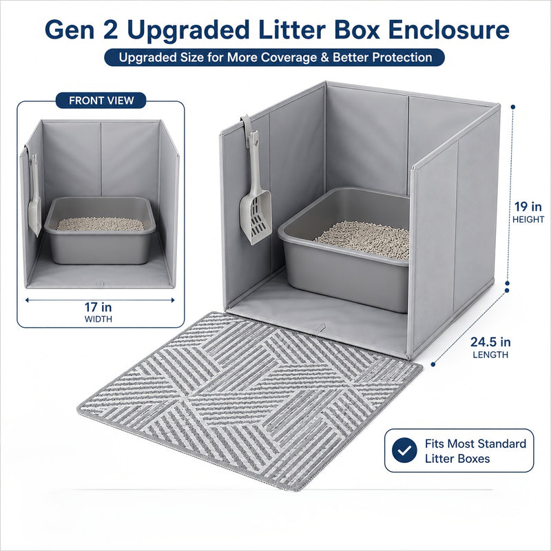 Cat Litter Box Splash Guard Heightened Widened Portable Foldable Baffle Open Style Litter Box Companion 24x17x16 Inch